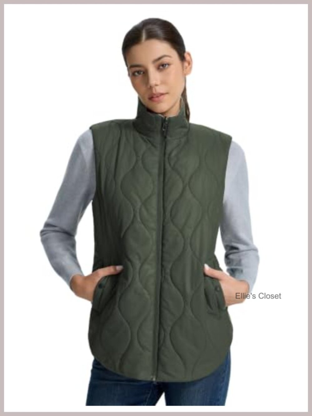 Reversible Quilted Puffer Vest Fleece Lined Zip Up
